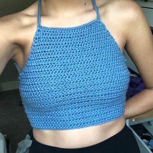 Handmade strappy crochet top in a beautiful blue😇